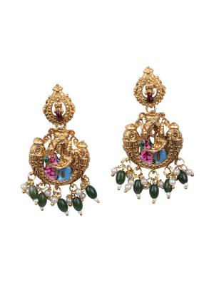 Heritage temple jewelry set south indian gold plated necklace set 3