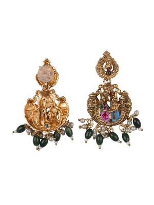 Heritage temple jewelry set south indian gold plated necklace set 4
