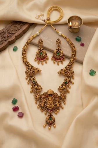 Traditional lakshmi temple necklace set