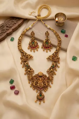 Traditional lakshmi temple necklace set
