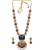 Temple jewelry set antique blue gold plated south indian style necklace set