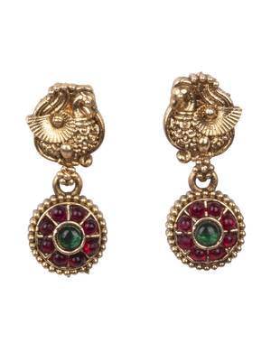 Temple jewelry set antique blue gold plated south indian style necklace set 3
