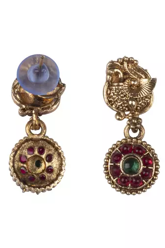Temple jewelry set antique blue gold plated south indian style necklace set