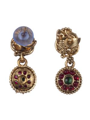 Temple jewelry set antique red gold plated south indian style necklace set 4