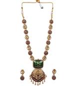Temple jewelry set antique green gold plated south indian style necklace set