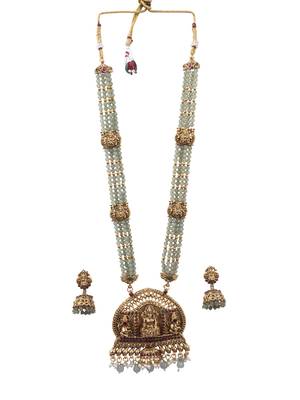 Temple design turquoise necklace set for women 2