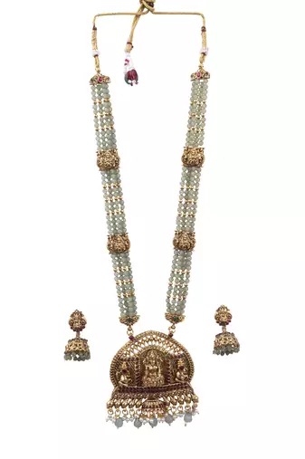 Temple design turquoise necklace set for women