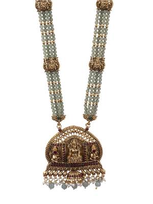 Temple design turquoise necklace set for women 3