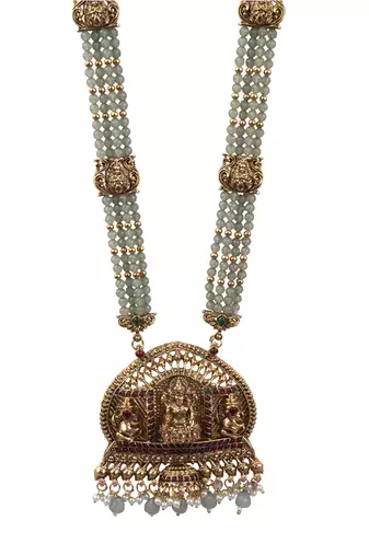 Temple design turquoise necklace set for women