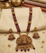 Temple design maroon necklace set for women