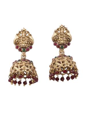 Temple design maroon necklace set for women 4