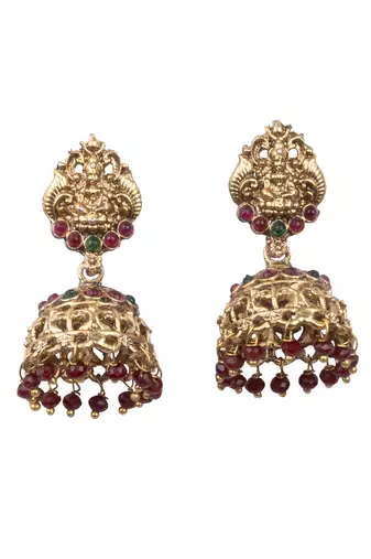 Temple design maroon necklace set for women