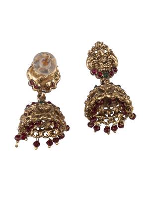 Temple design maroon necklace set for women 5