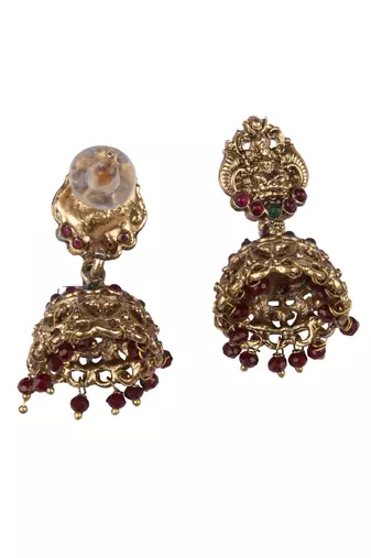 Temple design maroon necklace set for women
