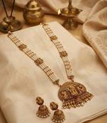 Temple design white necklace set for women