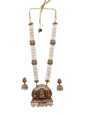 Temple design white necklace set for women 2