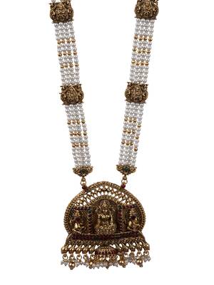 Temple design white necklace set for women 3