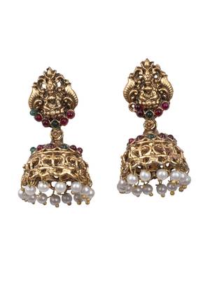 Temple design white necklace set for women 4