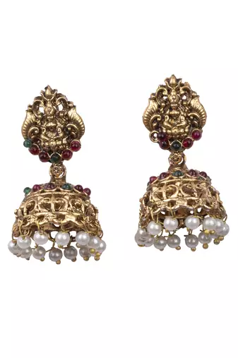 Temple design white necklace set for women