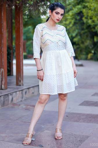 Hand work khadi cotton dress