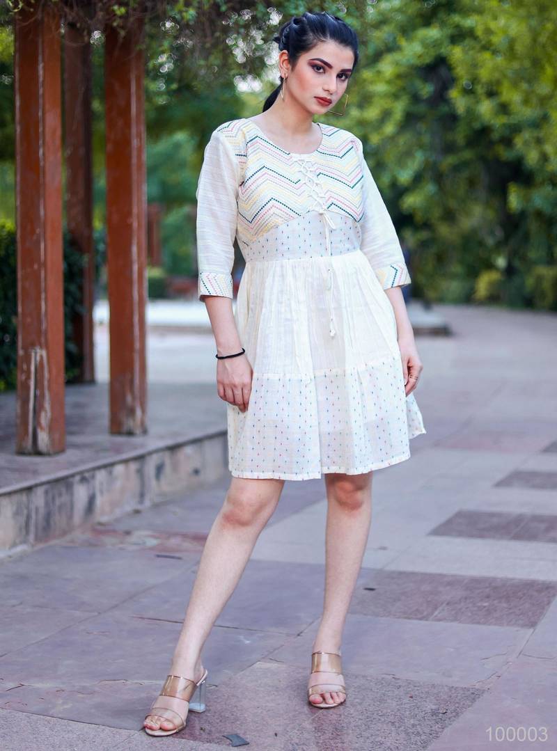 Hand work khadi cotton dress