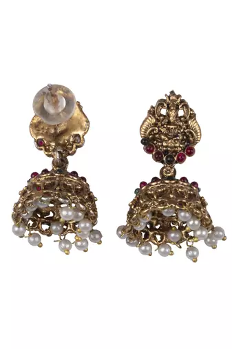 Temple design white necklace set for women