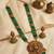 Temple design green necklace set for women
