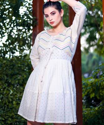 Hand work khadi cotton dress 4