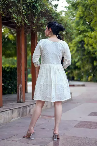 Hand work khadi cotton dress
