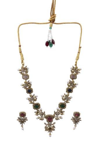 Rose gold plated multicolor ad necklace set