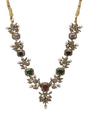 Rose gold plated multicolor ad necklace set 2