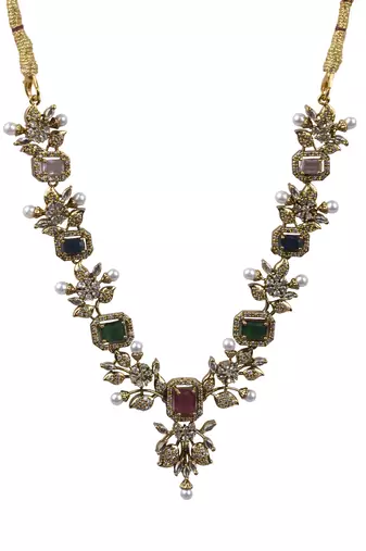 Rose gold plated multicolor ad necklace set