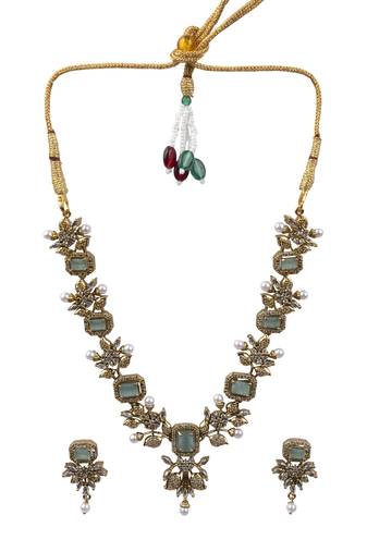 Rose gold plated turquoise ad necklace set