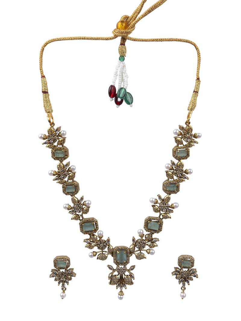 Rose gold plated turquoise ad necklace set