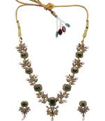 Rose gold plated green ad necklace set