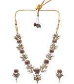 Rose gold plated red ad necklace set