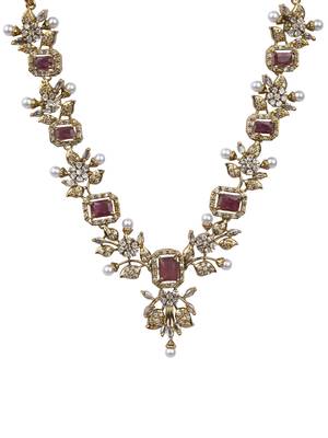 Rose gold plated red ad necklace set 2