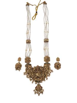 Antique finish white temple necklace set 2