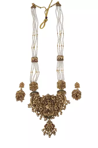 Antique finish white temple necklace set