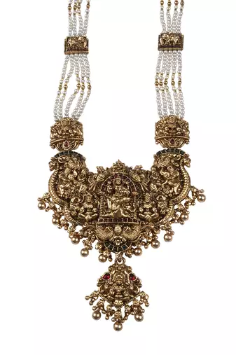 Antique finish white temple necklace set
