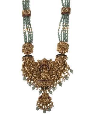 Antique finish green temple necklace set 3