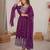 Purple Color Embroidery With Sequin & Thread Detailing Work Faux Georgette Kurti Bottom Set