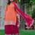 Orange Color Embroidery With Sequin & Thread Detailing Work Faux Georgette Kurti Plazo Set