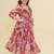 Pink floral print cotton fabric tiered a-line casual girls dress