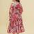 Pink floral print cotton fabric tiered a-line casual girls dress