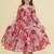 Pink floral print cotton fabric tiered a-line casual girls dress