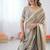 Grey Color Fancy Lace Work At Border Fendy Silk Ready To Wear Saree