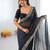 Black Color Thread & Sequins Embroidery With Badhani Print Work Faux Georgette Saree