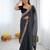 Black Color Thread & Sequins Embroidery With Badhani Print Work Faux Georgette Saree