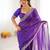 Purple Color Thread & Sequins Embroidery With Badhani Print Work Faux Georgette Saree